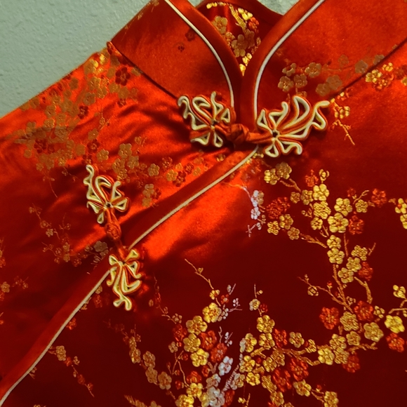 Geisha style red silk fress - Picture 2 of 3